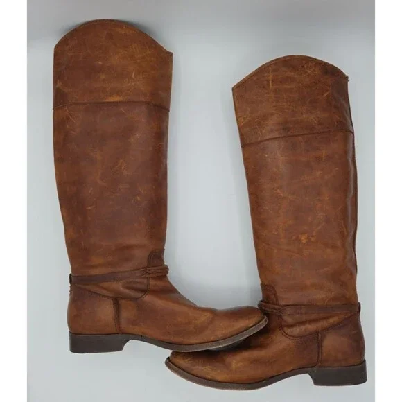 Frye Melissa Seam Riding Boot Cognac Leather Size 10 B 3475445 Riding Boot - Picture 2 of 8